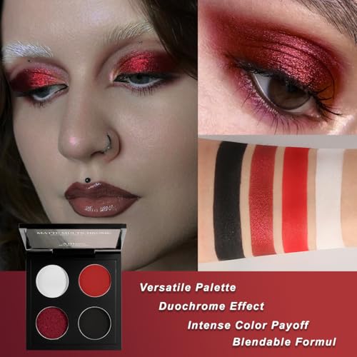 Afflano Gothic Red Eyeshadow Palette - 4 Matte & Chrome Shades