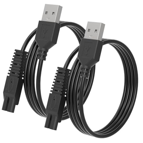 2 Pack USB Charger Cord for Remington Electric Shaver for Women, for Remington WDF5030A, WDF4816NA, WDF4821US, WDF4825 Trimmer Replacement Charging Cable, Power Cord Black