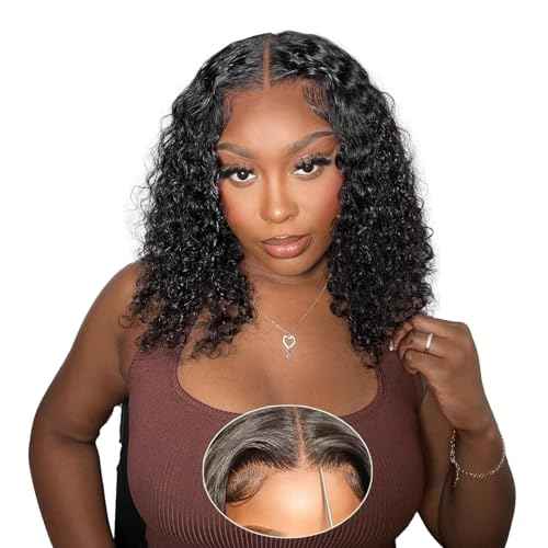 Glueless Wigs Human Hair Pre Plucked Pre Cut Wear and Go Deep Wave Lace Front Wigs Human Hair for Beginners Upgraded No Glue Pre Cut 5x5 Hd Lace Closure Wigs for Black Women Human Hair 16 Inch