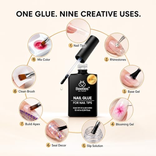 Beetles 9-in-1 Gel Nail Glue & Dehydrator Kit for Long-Lasting Manicures