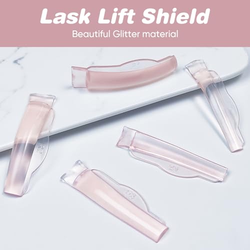Troocolor Lash Lift Pads, 10Pcs Reusable Soft Lash Lift Shield Gluelree for Lash Lift Kit Self-Adhesive Ancillary Eyelash Curler, pink