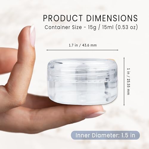 (Quantity: 24 Pieces) Beauticom 15G/15ML (0.5oz) Round Clear Jars with Screw Cap Lid for Lotion, Creams, Toners, Lip Balms, Makeup Samples - BPA Free