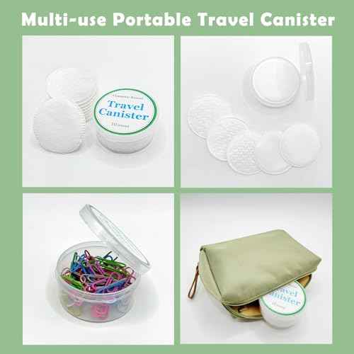 TL Care Cotton Rounds (300 Count) with Travel Canister - Lint-Free, Ultra Soft & Absorbent 3-Layer Cotton Pads for Face and Makeup Removal