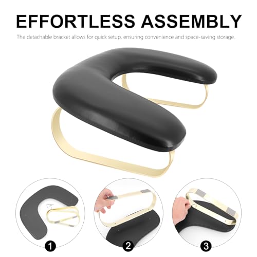 U Shaped Arm Rest for Nails Tech,Soft Manicure Nail Arm Rest,Big Microfiber PU Leather Nail Armrest Stand for Acryli Nails Art Manicure Salon Home Use,Removable Legs (Black)