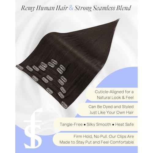 Full Shine Clip in Hair Extensions Dark Brown 22 Inch Thick Hair Extensions Real Human Hair Straight Brown Invisible Remy Hair Clip in Extra Volume 7 Pcs 150 G
