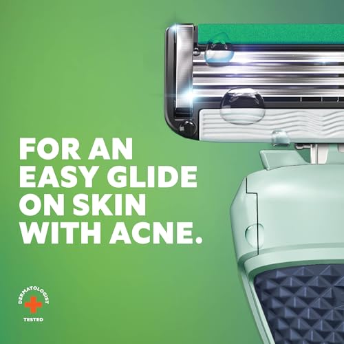 Dollar Shave Club | Acne Friendly Shaving Kit | 4 Blade Razor Cartridges with Sliptech(TM) Guardbar, Handle & Razor Cover | Razors for Acne-Prone Skin with Hyaluronic Acid-Infused Lubricated Strip