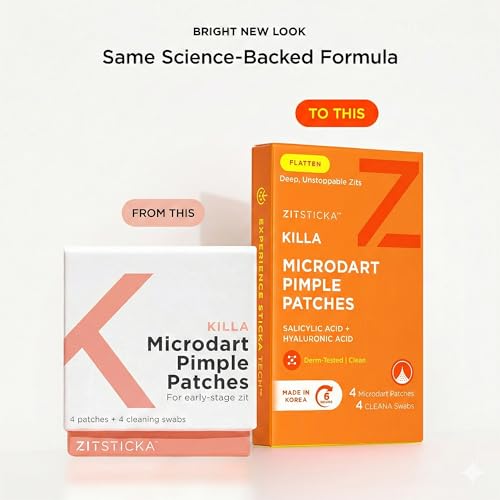 ZitSticka Killa Microdart Pimple Patches for Face - Most Potent Pimple Patch with Fast-Acting Microdarts - For Deep, Early-Stage Zits with Salicylic Acid - Regular 4 Count with Cleaning Swab