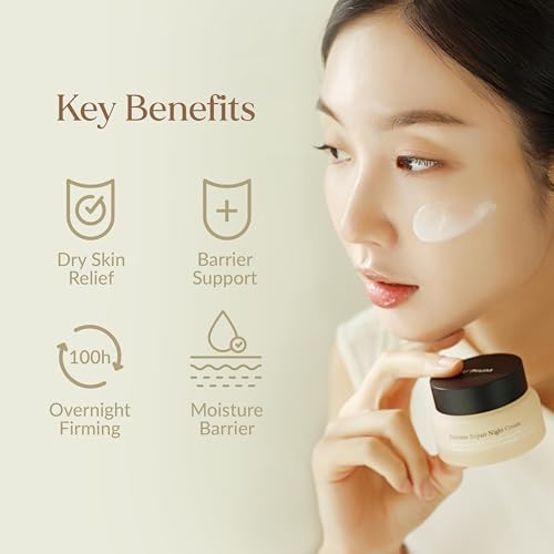 LU'PIUM Extreme Repair Night Cream ? Vegan Overnight Barrier Recovery & Firming Moisturizer with 5 Plant Phytomucin Complex, Triple Collagen & Ectoine, Inspired by Korean Skincare
