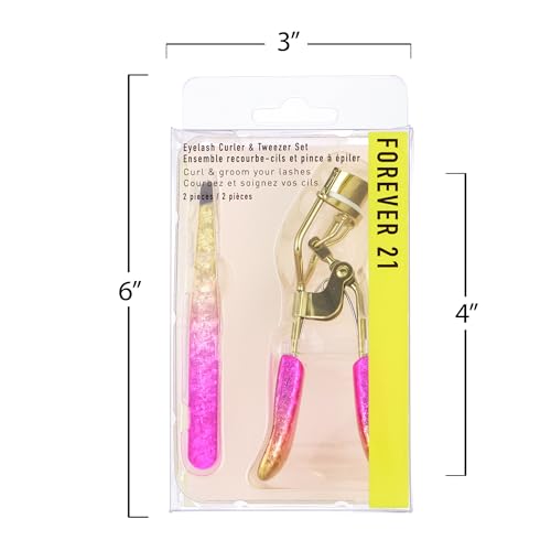 Eyelash Curler & Tweezer Set - 2pc Lash Kit w/Precision Lash Curler & Lash Tweezers for Eyelash Strips | False Eyelash Applicator Tool Kit