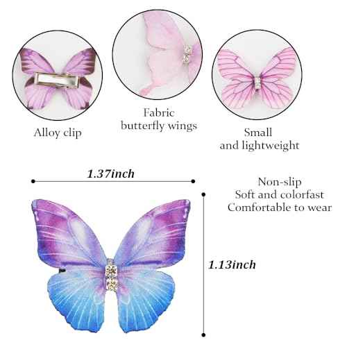 TODDER 20PCS Purple Butterfly Hair Clips for Women and Girls Y2k Fairy Hair Accessories Cute Mini Butterfly Hair Clips for Themed Party, Prom,Birthday, Wedding and Back to School