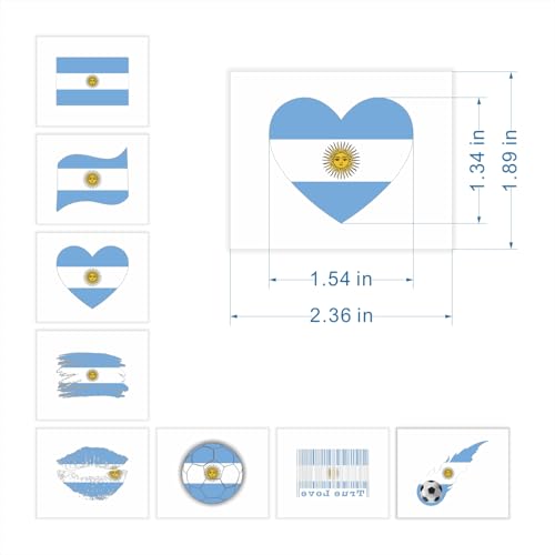 Argentina Flag Temporary Tattoos – 40 Pack for Fans