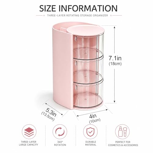 3-Tier Rotatable Hair Accessory Organizer - Clear & Compact