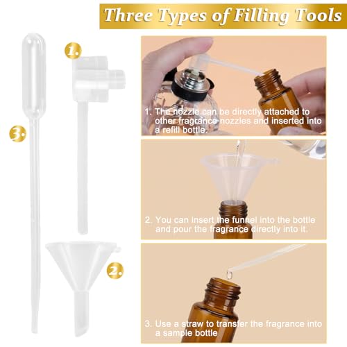 4-Pack Refillable Dual Head Perfume Spray & Roller Bottles