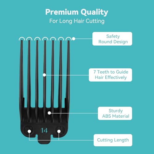 Wahl Clipper Guards Set - 6 Piece, 1.25" to 2.5" Lengths, Black