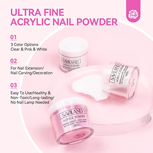 Saviland Acrylic Nail Kit with Drill and U V Light ? Clear White Pink Acrylic Powder Black Red White Gel Nail Polish Nail Tools for Nail Art Gel Nails DIY
