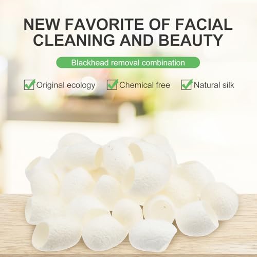 Minkissy 100 Pcs Natural Silkworm Cocoons for Facial Exfoliation & Cleansing