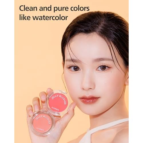 THESAEM Jelly Blusher - PK01 Sweet Petal Daily Muted Pink - Korean Watercolor Blush Cushion Velvet Finish - Long-Lasting Vibrant Cheek Color with Smooth Blending Formula, 0.21oz