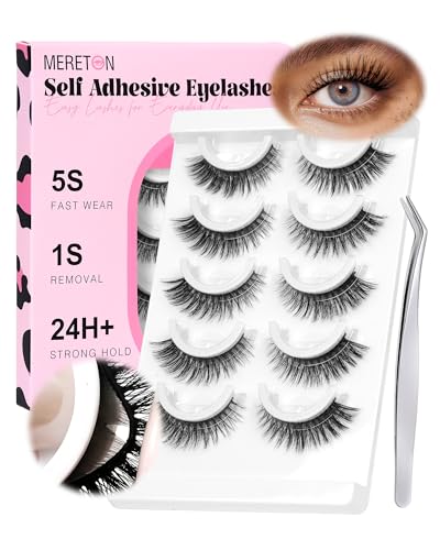 Self Adhesive Eyelashes 14mm - 5 Pairs Waterproof Reusable Glueless Lashes