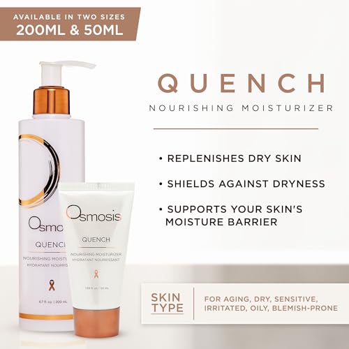 OSMOSIS QUENCH Daily Hydrating Facial Moisturizer Face Lotion with Jojoba Oil, Shea Butter, and Hyaluronic Acid, For Dry To Normal Skin