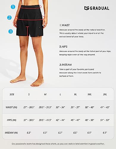 G Gradual Women's 7" Long Swim Board Shorts High Waisted Quick Dry Beach Swimming Shorts for Women with Liner Pockets(Cyan,3XL)