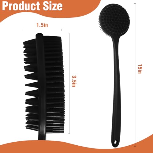 Dual-Sided Silicone Body Scrubber with Long Handle & Lather Balls