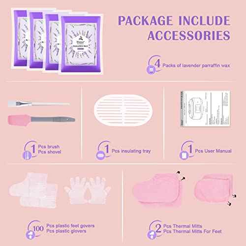 Biutee Paraffin Wax Machine Touchscreen 3500ml Paraffin Wax Warmer with 4 Pack Lavender Wax 30Min Fast Wax Meltdown Temperature Control Paraffin Hot Wax Spa Arthritis Paraffin Bath