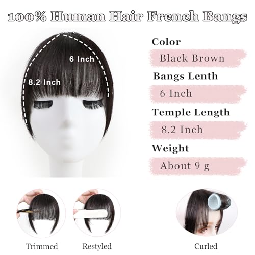 Clip-In Bangs 100% Real Human Hair Curtain Fringe Extensions