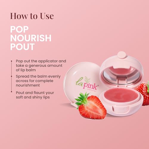 La Pink Strawberry Natural Tinted Lip Balm with Shea & Kokum Butter | Nourished & Soft Lips | 100% Microplastic Free Formulation | 15 gms