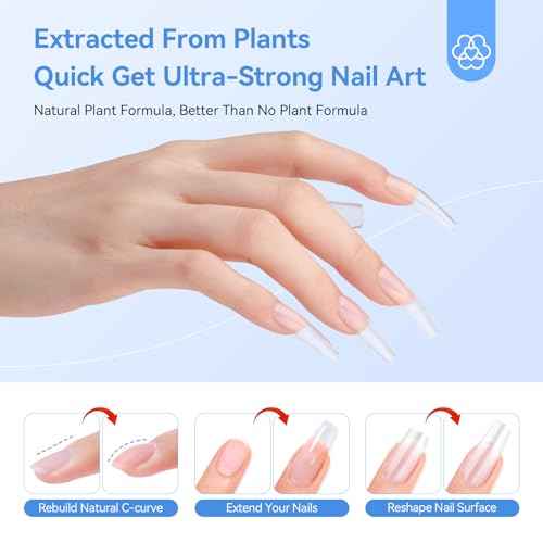 SAVILAND Clear Builder Nail Gel Kit: 3 Pcs 15ml Builder Nail Gel Base Top Gels with Castor Oil Vitamin E Apex Building for Thickening Extension Strengthening Repair Nails Art DIY Home Salon Gift Set