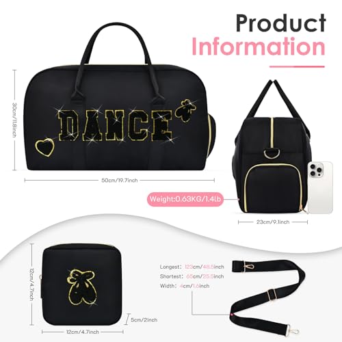KUIRAN Dance Bag Set for Girls - 2PCS Ballet & Cheer Bags with Shoe Compartment