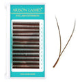 YY Eyelash Extensions D Curl 0.07 Mixed Tray Y Shape Weaving Prefabricated Fans Individual Extension Eyelashes (Brown-0.07D 13mm)