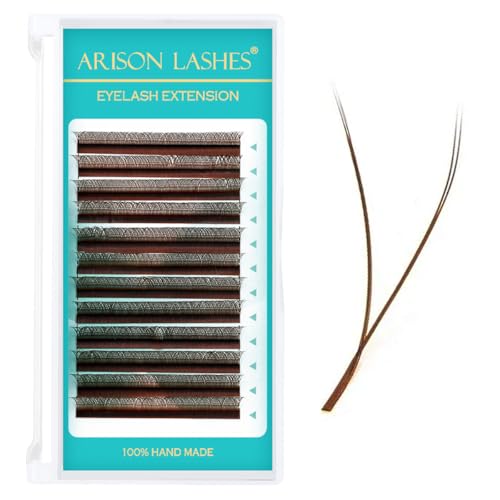 YY Eyelash Extensions D Curl 0.07 Mixed Tray Y Shape Weaving Prefabricated Fans Individual Extension Eyelashes (Brown-0.07D 13mm)