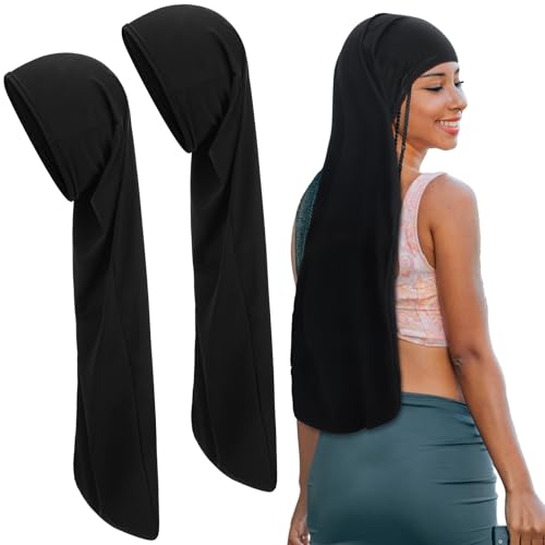 Twistover 2 Jumbo Dreadlock Cap Hair Dreads Head Wrap, Black, 30In