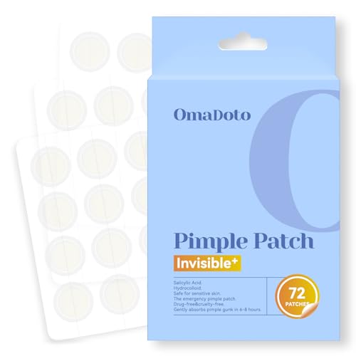 Invisible Pimple Patches for Face - £¨12mm | 72 Count | 6 Sheets£© - Ultra-Thin Hydrocolloid Blemish Cover, Discreet Zit Stickers for Day & Night, Face Patches for Teens and Adults