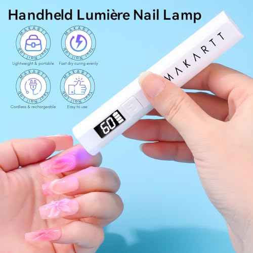 Makartt UV Light for Gel Nails: Handheld Mini Flash Cure Lamp Portable Lumi?re Nail Dryer for Curing Gel Polish Nail Glue Rechargeable USB Nail Light with LCD 2 Timer for Fast Drying Home Salon Use