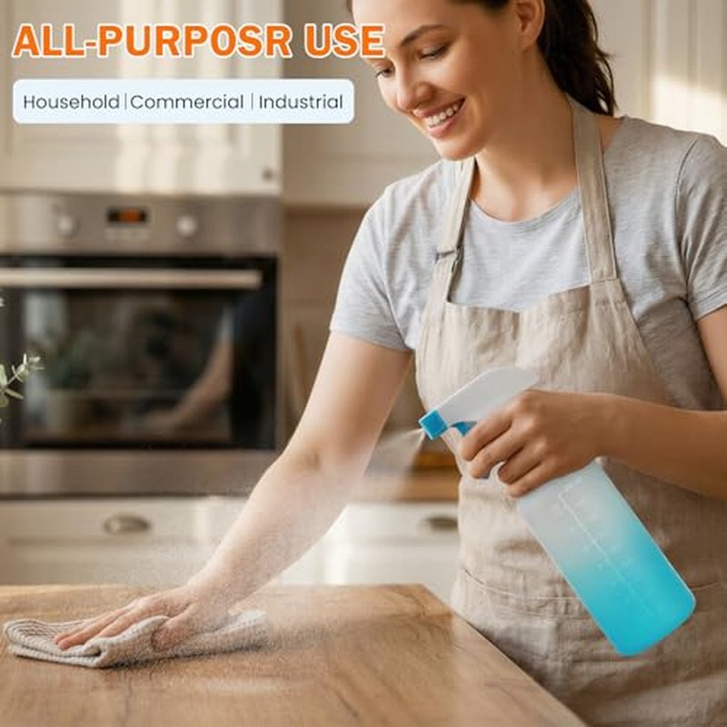 16.9oz HDPE Spray Bottles - Refillable for Cleaning & Plants (2 Pack)