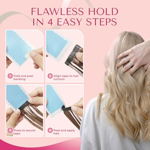 Hair Extension Tape 144 Pre-Cut Tabs for Tape-In Extensions