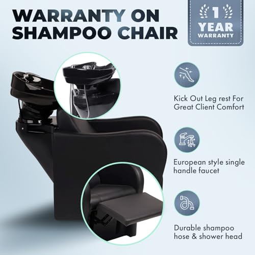 Buy-Rite Backwash Chair with Tilting Porcelain Bowl - Black
