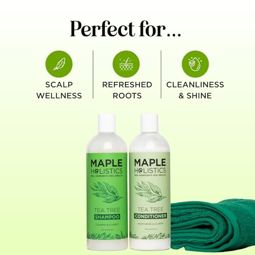 Maple Holistics Tea Tree Oil Shampoo & Conditioner Set 8 Fl Oz (Pack of 2)
