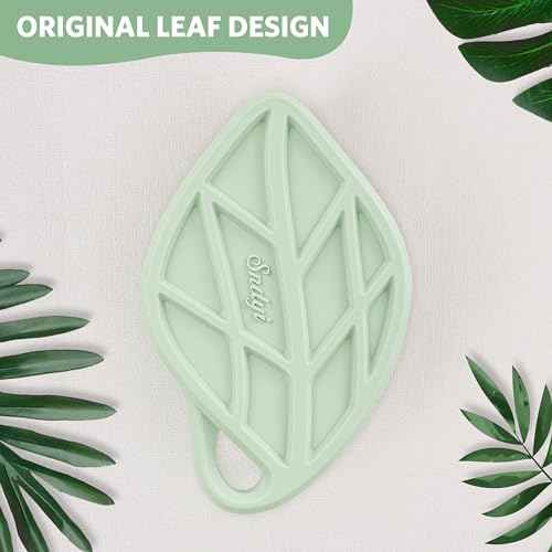 Sndyi Silicone Body Scrubber, Gentle Exfoliating Body Scrubber for Sensitive Skin, Leaf Shaped Shower Scrubber for Body with Lathering Bristles, Silicone Loofah Body Brush for Showering, Green