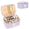 OCHEAL Personalized Makeup Bag for Women, Purple Initial S