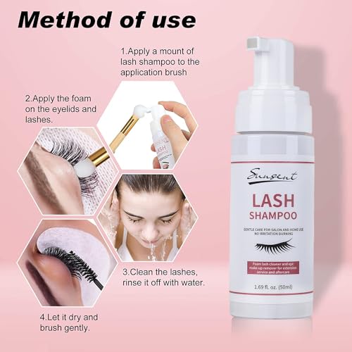 SUNSENT Lash Extension Shampoo Kit - Oil Free Cleanser