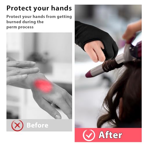 COMNICO Heat Resistant Gloves for Hair Styling - 3 Finger