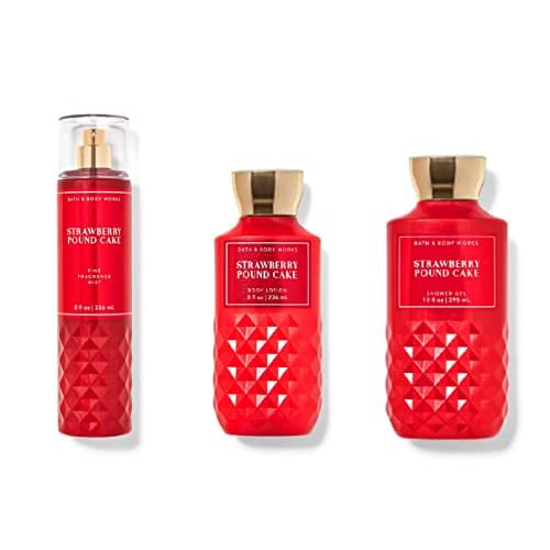 Bath and Body Works - Strawberry Pound Cake - Daily Trio ? Fall 2020 - Shower Gel, Fragrance Mist & Body Lotion