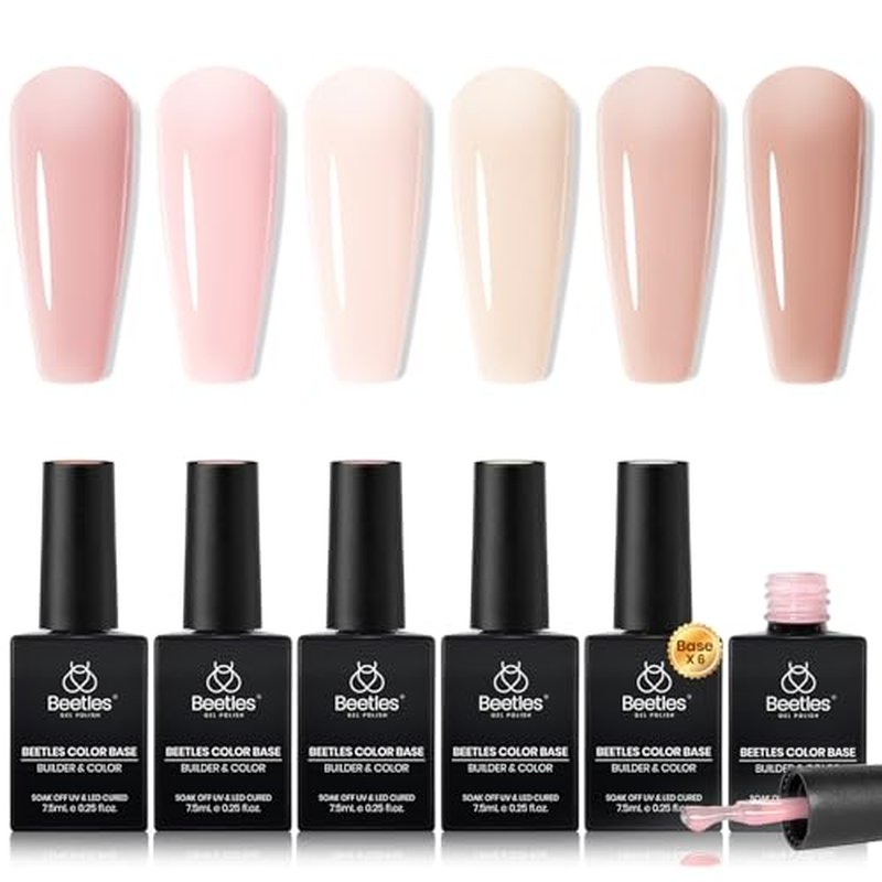 Beetles Rubber Base Gel Nail Polish - 6 Nude Colors