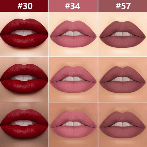 evpct 3-Piece Dark Red & Neutral Mauve & Red-Brown Lip Liner & Matte Liquid Lipstick Set (Pack of 1) – Longwear, Waterproof