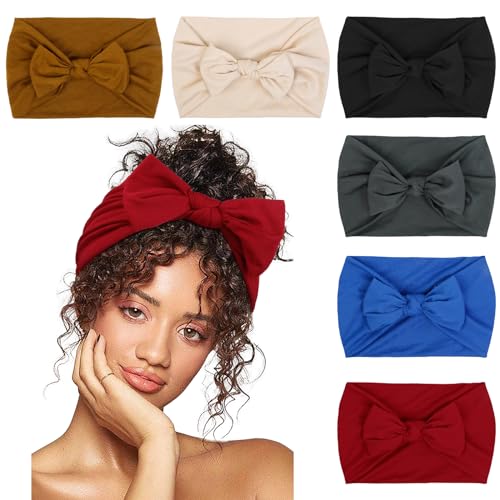 Huachi Headbands for Women 6-Pack Knotted Bow Wide