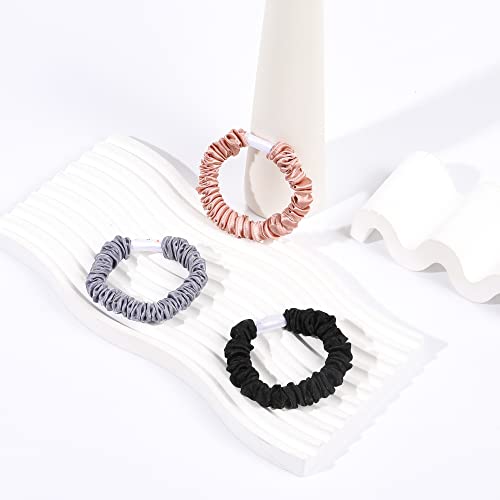 Silk Satin Mini Hair Ties - Soft, No Crease, Gentle Elastic Ponytail Holders for Women & Girls