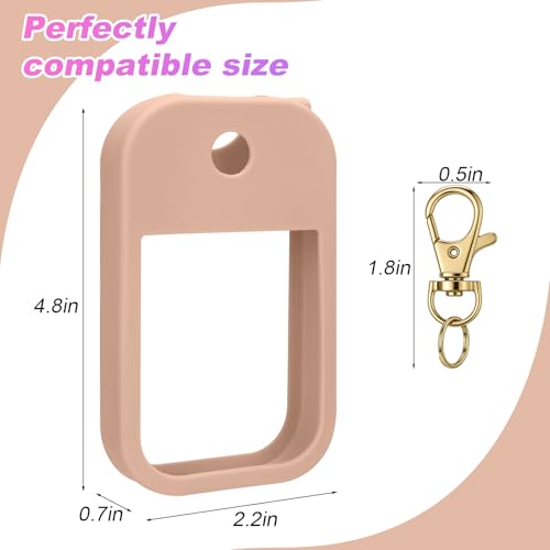 AIERSA Hand Sanitizer Spray Case Compatible with Touchland, Silicone Hand Sanitizer Case Holder with Keychain for Touch Land Mist Case 1FL. OZ (Blush Beige)