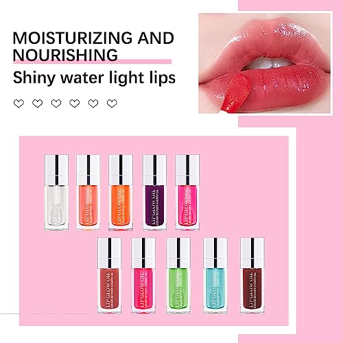 GECOMO Hydrating Lip Glow Oil, Moisturizing Lip Glow Oil, Nourishing Glossy Transparent Lip Oil, Plumping Lip Oil, Lip Balm, Non-sticky Tinted Toot Lip Balm for Lip Care (BROWN) 0.2 OZ